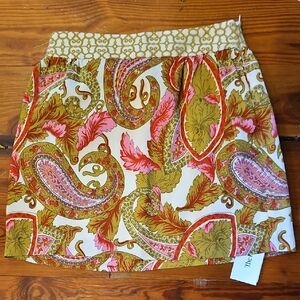 Milly Pink and Orange Smocked Bubble Mini Skirt